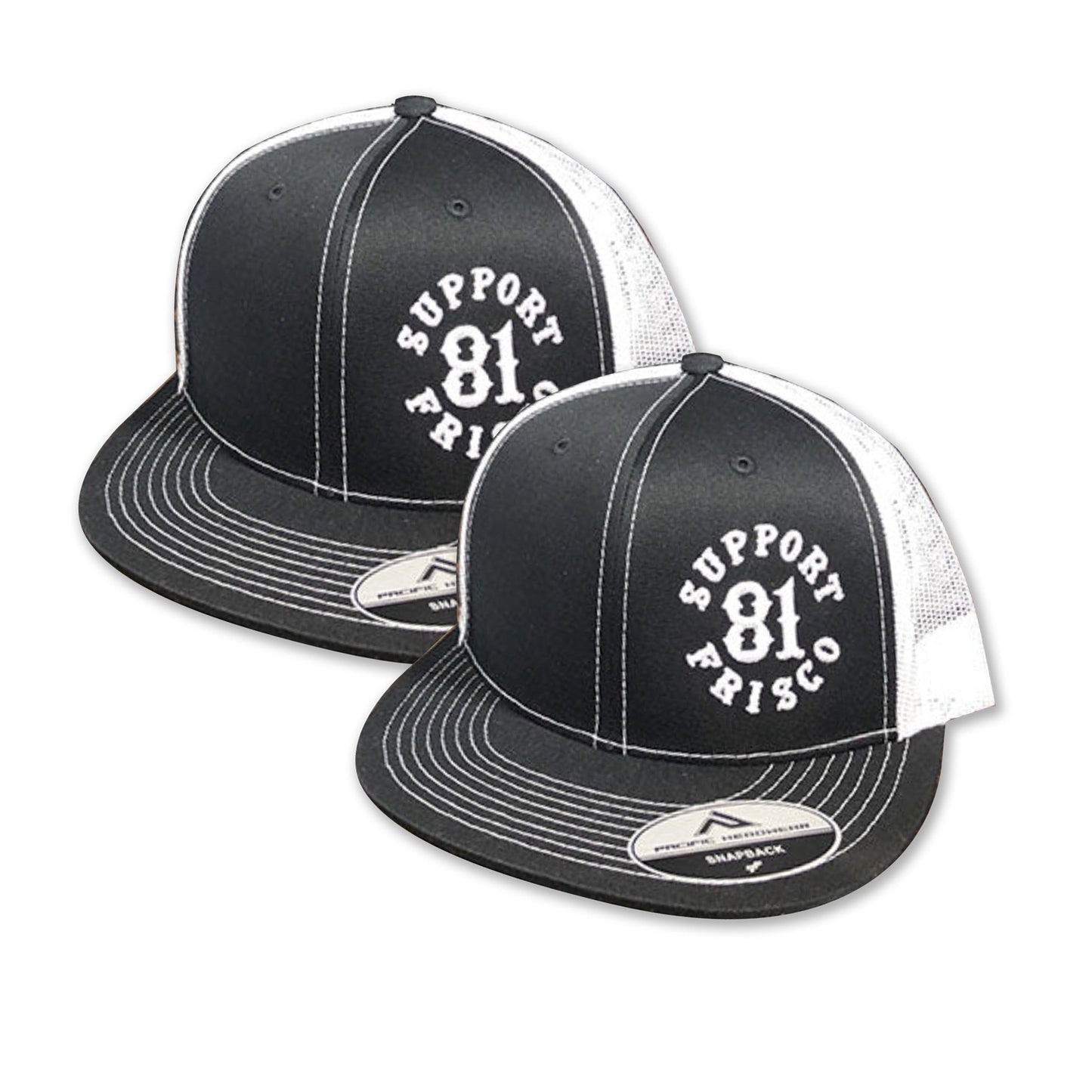 Hat - Black/ White - Mesh Back Trucker - Snapback - Support 81